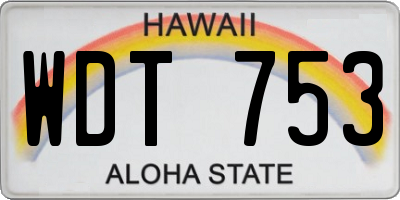 HI license plate WDT753