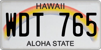 HI license plate WDT765
