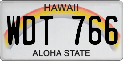 HI license plate WDT766