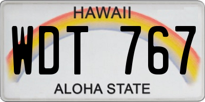 HI license plate WDT767