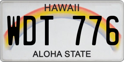 HI license plate WDT776