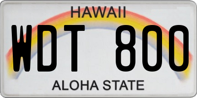 HI license plate WDT800