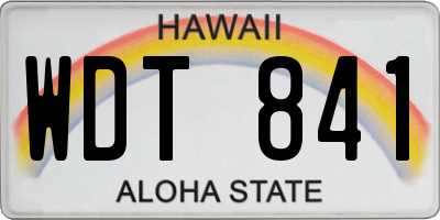 HI license plate WDT841