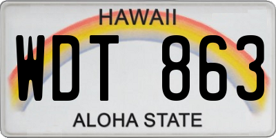 HI license plate WDT863