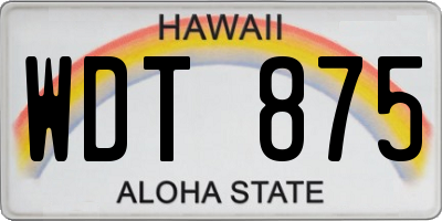 HI license plate WDT875