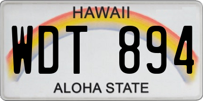 HI license plate WDT894