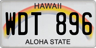 HI license plate WDT896