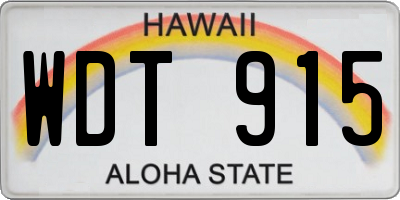 HI license plate WDT915