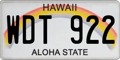 HI license plate WDT922