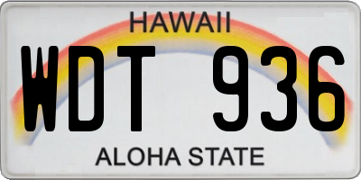 HI license plate WDT936