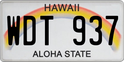 HI license plate WDT937