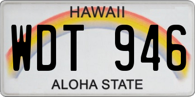 HI license plate WDT946
