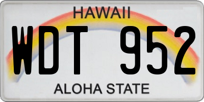 HI license plate WDT952