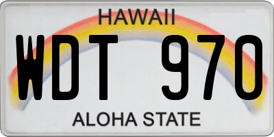 HI license plate WDT970