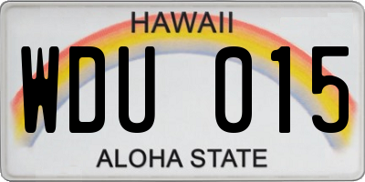 HI license plate WDU015