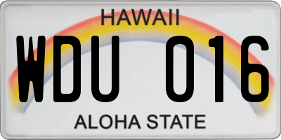 HI license plate WDU016