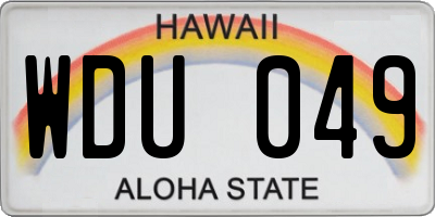 HI license plate WDU049