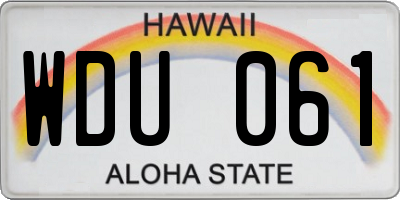 HI license plate WDU061