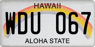 HI license plate WDU067