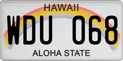 HI license plate WDU068