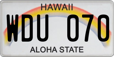 HI license plate WDU070