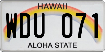 HI license plate WDU071