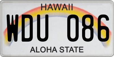 HI license plate WDU086