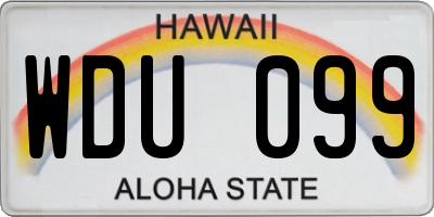 HI license plate WDU099