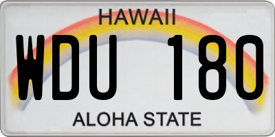 HI license plate WDU180