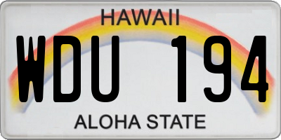 HI license plate WDU194