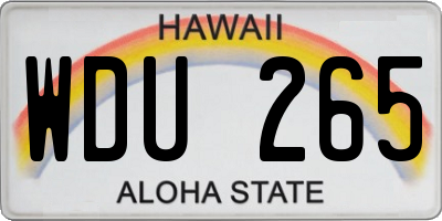 HI license plate WDU265