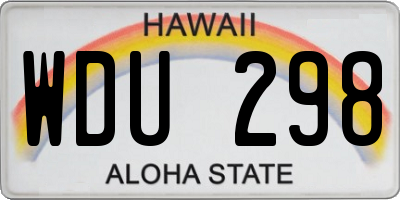HI license plate WDU298
