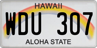 HI license plate WDU307