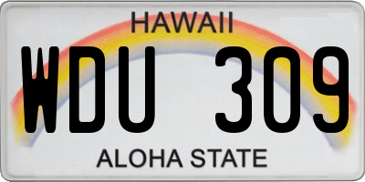 HI license plate WDU309