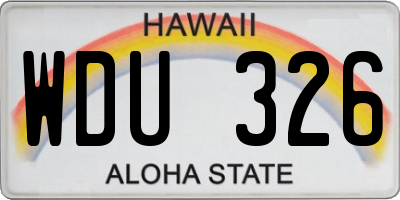 HI license plate WDU326