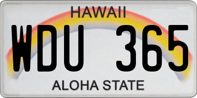 HI license plate WDU365
