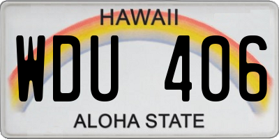 HI license plate WDU406