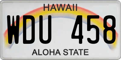HI license plate WDU458