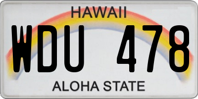 HI license plate WDU478