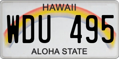 HI license plate WDU495