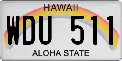 HI license plate WDU511