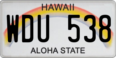 HI license plate WDU538