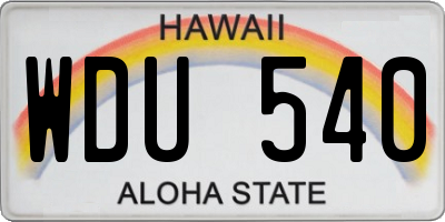 HI license plate WDU540