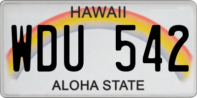 HI license plate WDU542