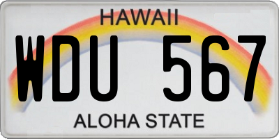 HI license plate WDU567