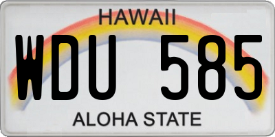 HI license plate WDU585