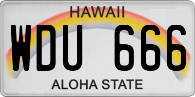 HI license plate WDU666
