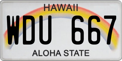 HI license plate WDU667