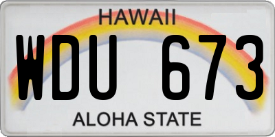 HI license plate WDU673