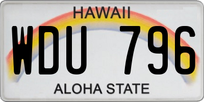 HI license plate WDU796